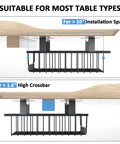 Slide Out Under Desk Storage Drawer Metal Cable Management Tray With Self Adhesive Mount No Drill Needed Under Table Organizer diagram