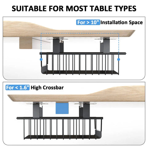 Slide Out Under Desk Storage Drawer Metal Cable Management Tray With Self Adhesive Mount No Drill Needed Under Table Organizer diagram