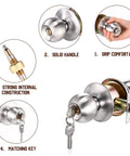 18 Piece Stainless Steel Door Knob Set With Lock And Key Privacy Lock Ball Door Handles for Bedroom Bathroom