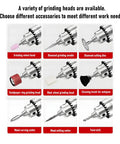 A variety of grinding heads for Cool Compact Mini Drill Press Machine With 360 Degree Rotation And Variable Speed Control, displayed.