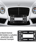 No Drill Front License Plate Mounting Kit Universal Bracket For Cars Trucks And SUVs installed on a luxury car bumper