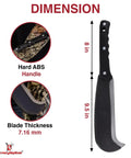 Pathfinder Scythe Style Machete Heavy Duty Carbon Steel Outdoor Tool With Durable Grip and Dimensions Highlighted