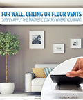 Hand placing Magnetic Vent Covers Three Pack That Will Not Fall Off Upgraded Design For Sealing Floor Wall And Ceiling Registers