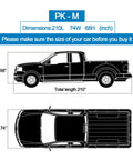 Diagram showing dimensions of All Weather Truck Cover Up To 210 Inches, Waterproof And UV Guard, fits regular cab pickups.