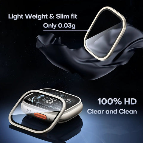 Two Pack Ultra Screen Protector For Apple Watch Ultra 3 And Ultra 2 49mm With 9H Tempered Glass And Titanium Alloy Frame Waterproof