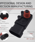 Map Sensor Replacement For 1998-2003 S10, 2002-2007 Trailblazer, 2002-2007 GMC Envoy, 2004-2007 Cadillac CTS, 2004-2007 Malibu, 2006-2008 Chevy Impala Engine Management Direct Fit black plastic MAP sensor with red connector