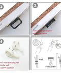 Instructions for hanging Vintage Steam Locomotive Canvas Art Print Framed Wall Decor, step-by-step process with hooks and nails.