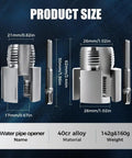 Heavy Duty Pipe Thread Cutting Tool For 1/2 And 3/4 Inches PVC, PPR Plastic Pipes showing dimensions and 40cr alloy material.
