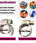 Hose clamps, 25pcs, 304 stainless steel, 8-12mm worm-gear, automotive/plumbing use
