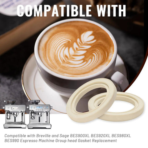 58mm Silicone Steam Ring Set Of 2 For Breville And Sage Espresso Machines BES900XL BES920XL BES980XL BES990 Replacement Gasket, compatible with coffee machines