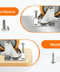 Top Shelf 4 Inch Caster Wheels With Brakes showcasing steel and wood mounting method for heavy duty use.
