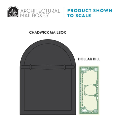 Size comparison of Chadwick Galvanized Steel Post Mount Mailbox Black 21 Inch with a dollar bill for scale.