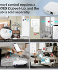 Voice, timer, remote, and countdown control of Zigbee Fingerbot Plus No Wiring Switch Smart Button Pusher With Touch Control displayed.
