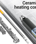 USB Powered Soldering Iron Kit With Fast 3 Second Heat showing ceramic heating core detail on grey background.