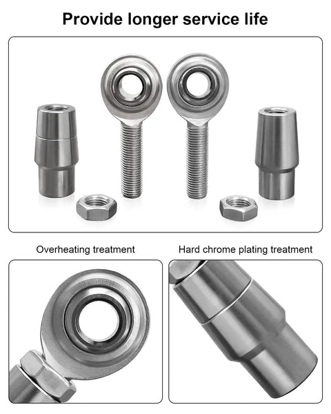 Beefed Up Heavy Duty Three Eighths By Three Eighths Twenty Four Thread Heim Joints Rod End Kit For Panhard Bar Left And Right Hand With.058 Bungs Heat Treated And Chrome Plated For Extra Durability Easy Install For Off Road Suspension, rod ends and bungs