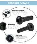 Product details of 24 Piece M6 X 25mm Hex Socket Flat Head Bolts Heavy Duty Carbon Steel Black Oxide Finish with flat heads and sharp threads.