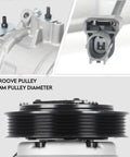 Slick AC Compressor With Clutch For Honda Pilot Odyssey Ridgeline And Acura Mdx 3 Point 5 And 3 Point 7 Liter Engine showing 6-groove pulley and 135mm diameter.