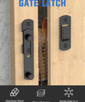Heavy Duty Stainless Steel Sliding Barn Door Lock With Matte Black Finish installed on wooden door