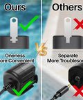 Comparison of integrated plug design vs separate design for Replacement Charger Cord For Cordless Pool Vacuum Systems.