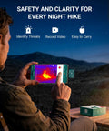 Man using Power TS1 Thermal Camera For iPhone With 512x384 Super Resolution, Crystal Clear Infrared Imaging on night hike