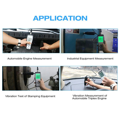 Pro Grade Handheld Vibrometer With Accelerometer For Motors Bearings Pumps And Industrial Machinery Analysis Measures Acceleration Velocity And Displacement For Real Time Vibration Monitoring And Fault Detection used for engine and equipment tests