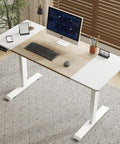 Sturdy Electric Standing Desk 55 Inch Height Adjustable Home Office Gaming Computer Table with solid steel frame.