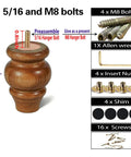 8 Inch Black Wood Furniture Legs For Sofa Couch Chair Bed Dresser And Cabinet Beefy Solid Eucalyptus Wood Replacement Feet With Easy Install Sturdy Turned Legs For Height Boost set, including bolts and accessories.