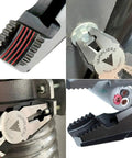 Close-up of 2 Piece Stripped Screw Extractor Pliers Set With 8 Inch Linesman Pliers And 6.25 Inch Combination Pliers High Carbon Steel Made In Japan Screw Removal Tool in use on screws and wires.