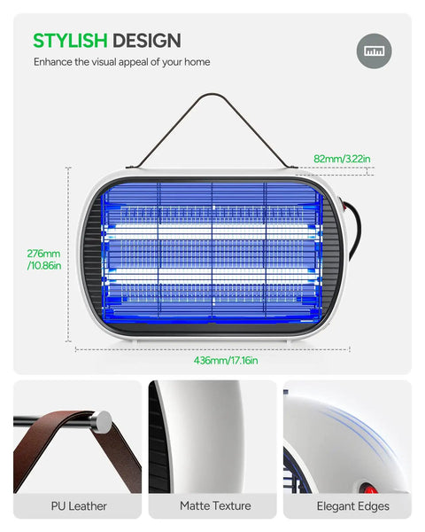 Indoor Bug Zapper For 5000 Sq Ft Homes And Offices, 20W Instant Electric Mosquito Zapper design features and dimensions