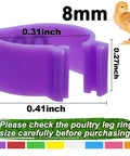 Super Handy Eighty Pack Of Eight Millimeter Numbered Leg Bands In Eight Vibrant Colors Perfect For Identifying Your Quail Pigeon Finch Dove Lovebird And Other Small Birds With Easy Clip On Design shown in purple clip-on ring