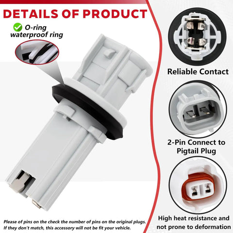 Side Marker Clearance Turn Signal Light Socket Holder With Wire Harness Fits Toyota RAV4 2001 2005 4Runner Celica Land Cruiser Prius And Lexus LX470 OEM Style Replacement 90075-60004 2 Pack showing details and O-ring waterproof ring