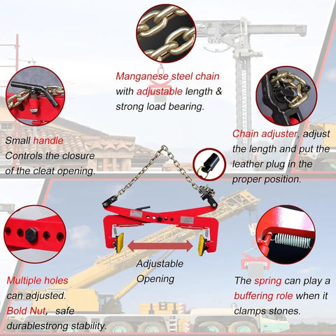 Heavy Duty Adjustable Stone Lifting Clamps For Vertical Plate Clamping And Rigging Features Alloy Steel Chain Links Adjusts 14.2 To 33.5 Inches For A Rock Solid Grip That Makes Moving Heavy Slabs A Total No Sweat Gig On Your Next Big Project