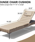 Chaise Lounge Cushion Outdoor Set Of 2 Foldable Waterproof Lounger Cushions With Straps Built In Headrest Pillow Beige