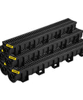Low-Profile Trench Drain System With Plastic Grate 5.9x5.1 Inch HDPE Channel Drainage For Garden And Driveway 6 Pack
