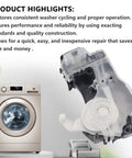 Washer Shift Actuator Replacement For Whirlpool Washers Plug And Play Direct Fit Replaces W10913953 shown beside washing machine.