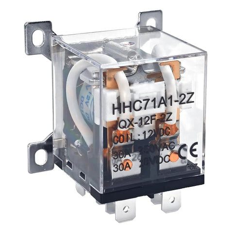 Heavy Duty 12V DC Relay Pack of 2 With 8 Pin Coil, 30A DPDT, 2NO and 2NC Contacts, Flame Retardant Housing for power switching