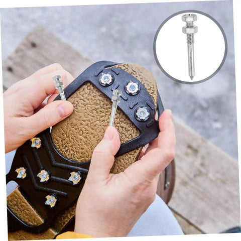 Hands installing spikes on 20-Piece Lawn Aerator Shoes With Metal Spikes, Easy Install Scarifier Boots For Aerating Grass