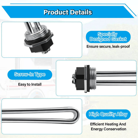 520900 Replacement Water Heater Element Kit For RV SW Series Electric Water Heater With 1440W 120V Screw In Heating Element