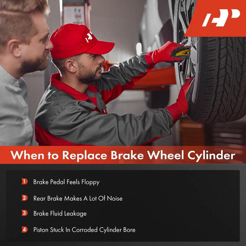 Technician inspecting tire for Rear Drum Brake Wheel Cylinder Kit 2 Piece Set For Toyota Tundra 2000 2007, 4Runner 1996 2000, Land Cruiser 1981 1995, T100 1993 1995 Rear Driver And Passenger Sides Direct Fit Replacement issues.