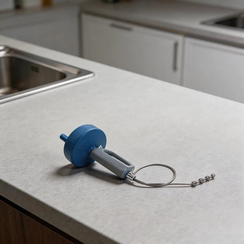 Heavy Duty Drain Cleaner Spring Coil Strip Multi Length Plumbing Snaker Flexible Pipe Breaker For Sink And Tub on countertop.