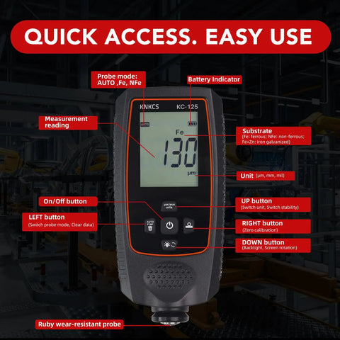 Paint Thickness Gauge For Cars With Pro Grade Precision Mil Readouts, Iron Aluminum Zinc Car Body Filler Tester For Used Car Buyers And Auto Shops, Rotating Screen Display And Continuous Measurement