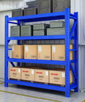 Heavy Duty Garage Shelving Unit, Adjustable Steel Storage Rack With No Sweat Snap Assembly, Rust Resistant Industrial Shelf holding boxes and bins.