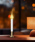 Country Style Incandescent Silicone Dipped Candle Light Bulbs With Pearlized Finish, warm glow in brass candle holder, ambiance lighting