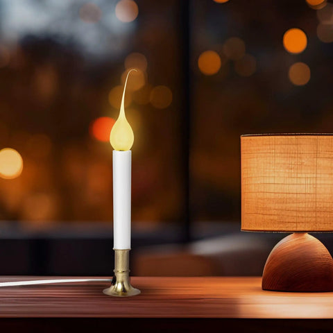 Country Style Incandescent Silicone Dipped Candle Light Bulbs With Pearlized Finish, warm glow in brass candle holder, ambiance lighting
