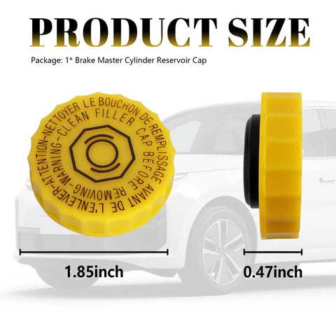 Brake Fluid Cap Replacement Master Cylinder Cap OEM 4683656AB side and front view, size 1.85 inches.