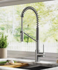 Oletto Commercial Style Pull Down Kitchen Faucet With QuickDock Top Mount, Spot Free Stainless Steel, single handle, 360 swivel