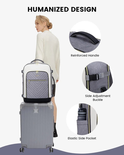 40L Travel Backpack For Women With 3 Packing Cubes Waterproof Carry On Bag TSA Approved For Airplanes Fits 17 Inch Laptop Large Capacity Day Trip 