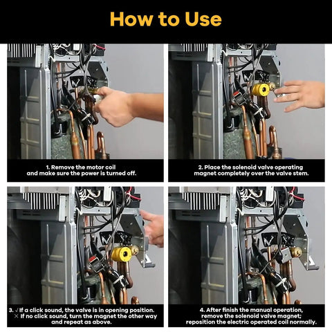 Go-To Solenoid Valve Magnet Tool Handy Troubleshooter Magnet Lift 18 mm Plunger guide in use on industrial machinery