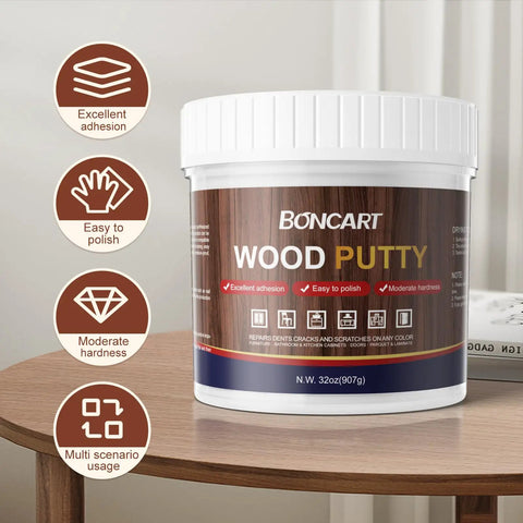 32oz Walnut Wood Filler Putty Repair Kit For Paintable Furniture Fix Up Dents, Cracks, Holes, And Defects