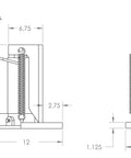 Heavy Duty Hydraulic Toe Jack Built Like A Tank For 30 Ton Heavy Lifting technical drawing showing dimensions in inches.